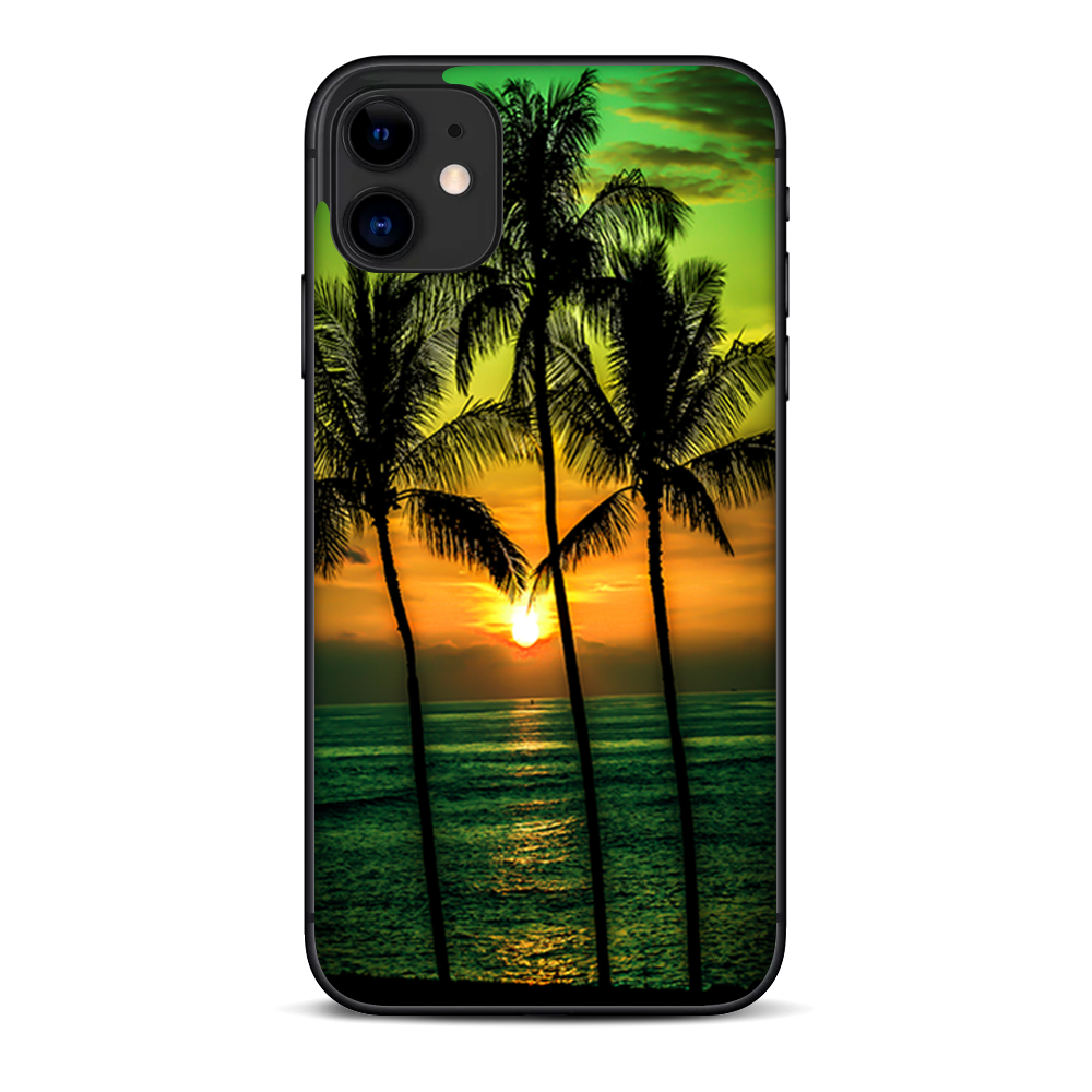 Skins Decal Wrap for Apple iPhone 11 - Sunset Palm Trees Ocean