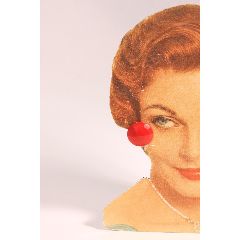 1960s Red Plastic Circle Clip On Earrings