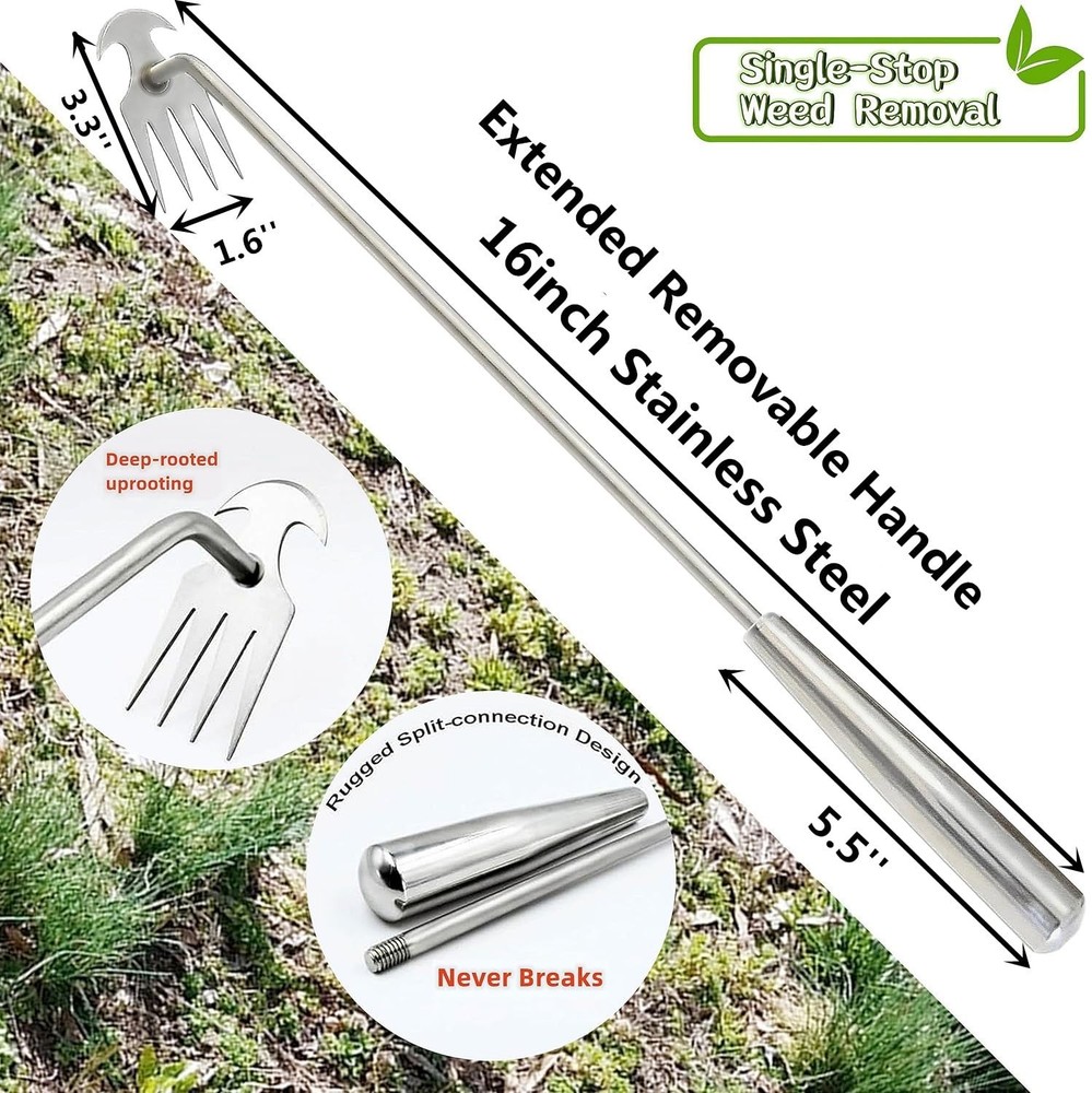 Weed Puller Tool Garden Weed Pulling Tool,Portable Garden Stainless Steel Wee...