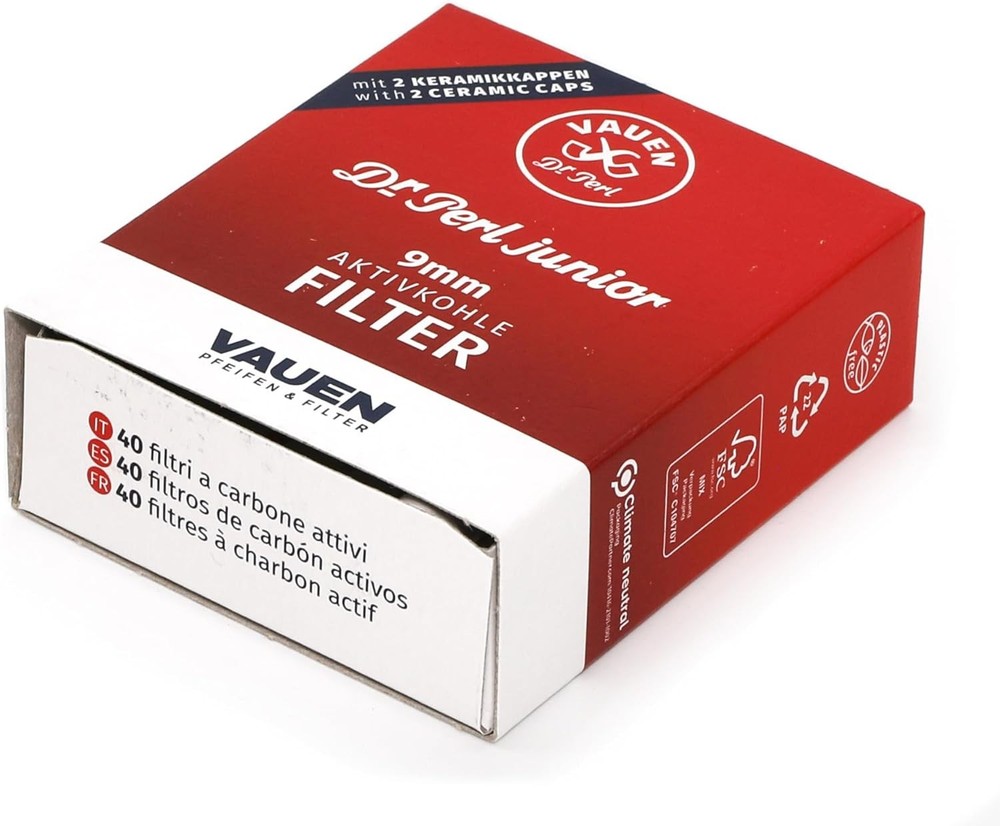 Dr. Perl Junior 9mm Pipe Filters - 40 Count - Activated Charcoal & Ceramic...