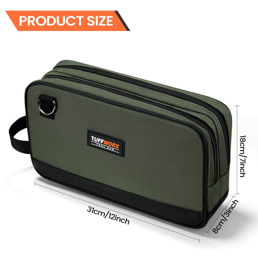 Tool Bag, Dual Compartment Storage Pouch (Gray)