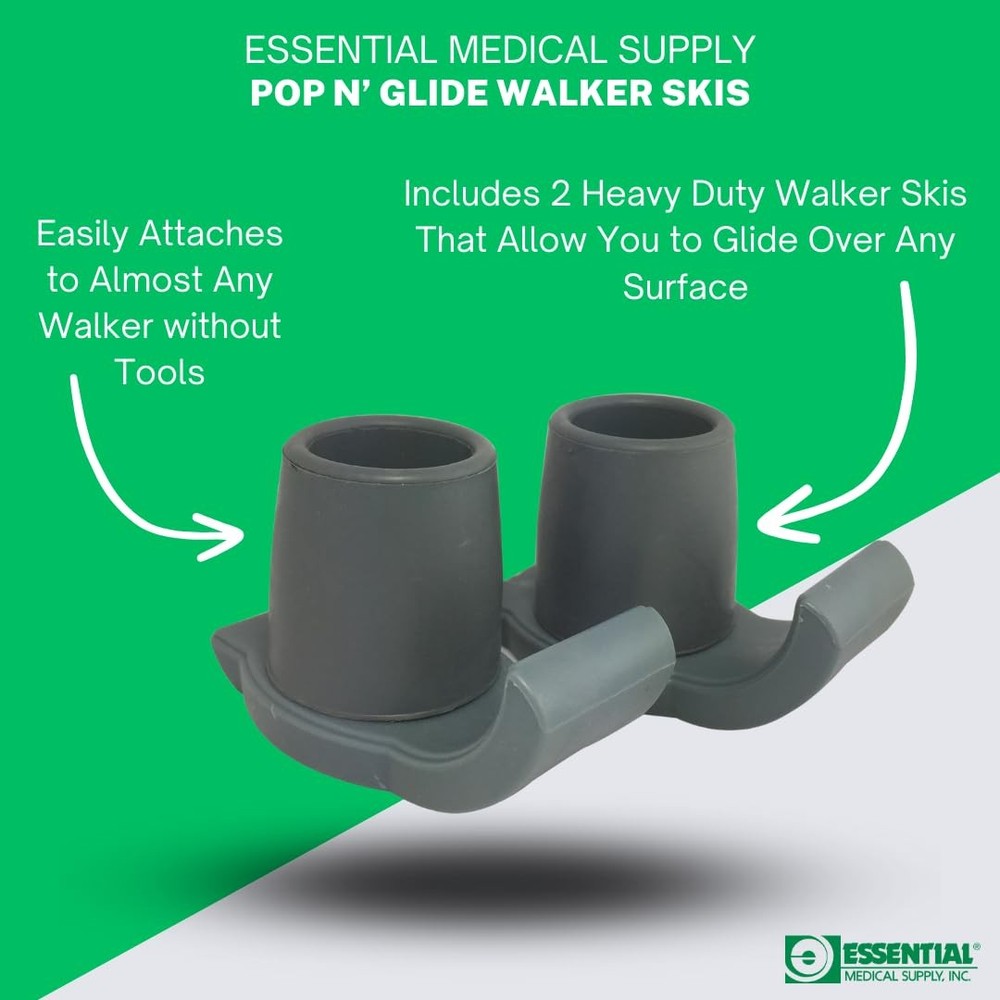 Pop & Glide Easy Use Walker Ski Glides, 2 Pack - Universal Fit Walker Accesso...