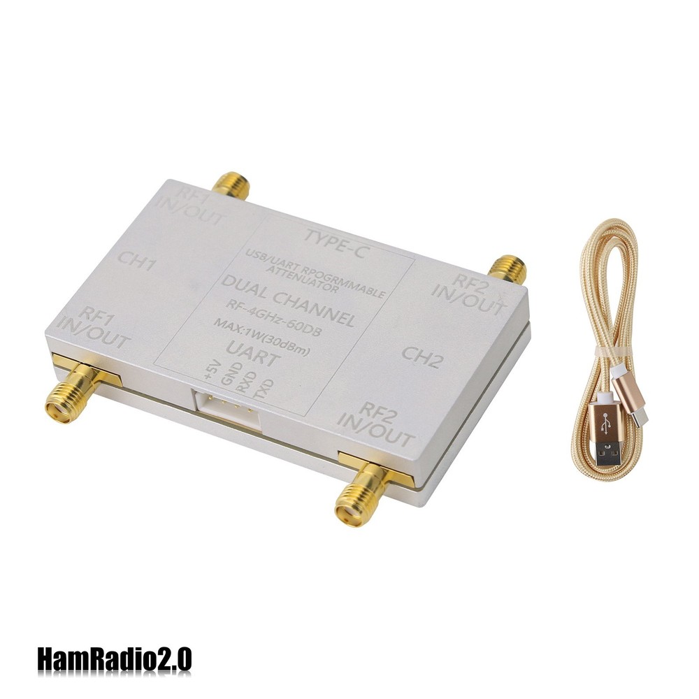 RF-4GHz-60DB Dual Channel Programmable RF Attenuator + Type-C Cable for PC