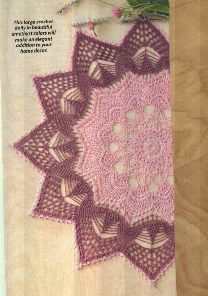 AMETHYST DOILY 19 1/2" HOME DECOR CROCHET PATTERN INSTRUCTIONS