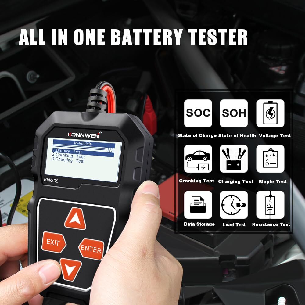 12V Car Battery Load Tester Voltmeter Cranking Charging Analyzer Fast Test