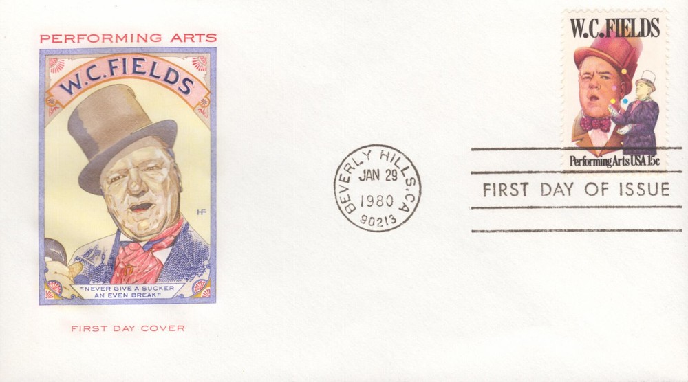 1980 FDC - Scott# 1803 - W C Fields - Farnam Cachet