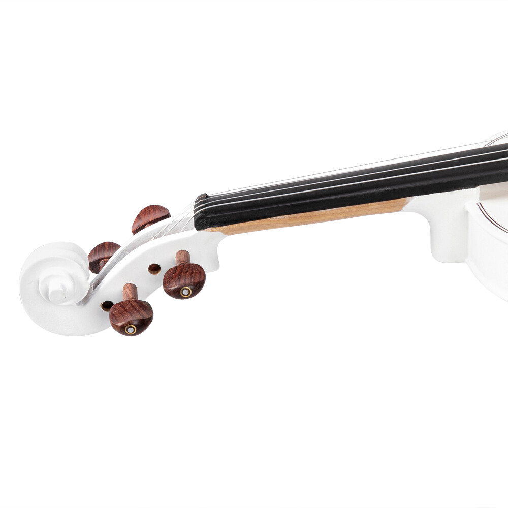 Glarry 4/4 Spruce Panel Acoustic Violin with Case Bow Rosin Strings Matte White