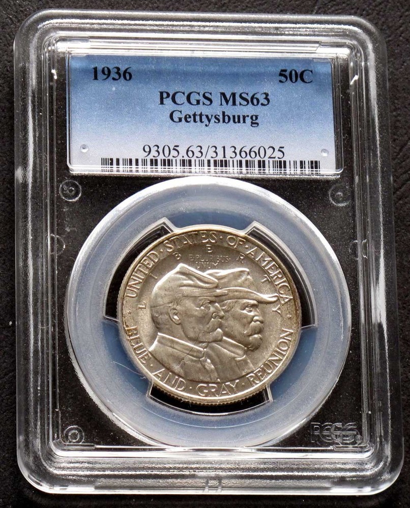1936 Gettysburg Commemorative Half Dollar- PCGS MS 63