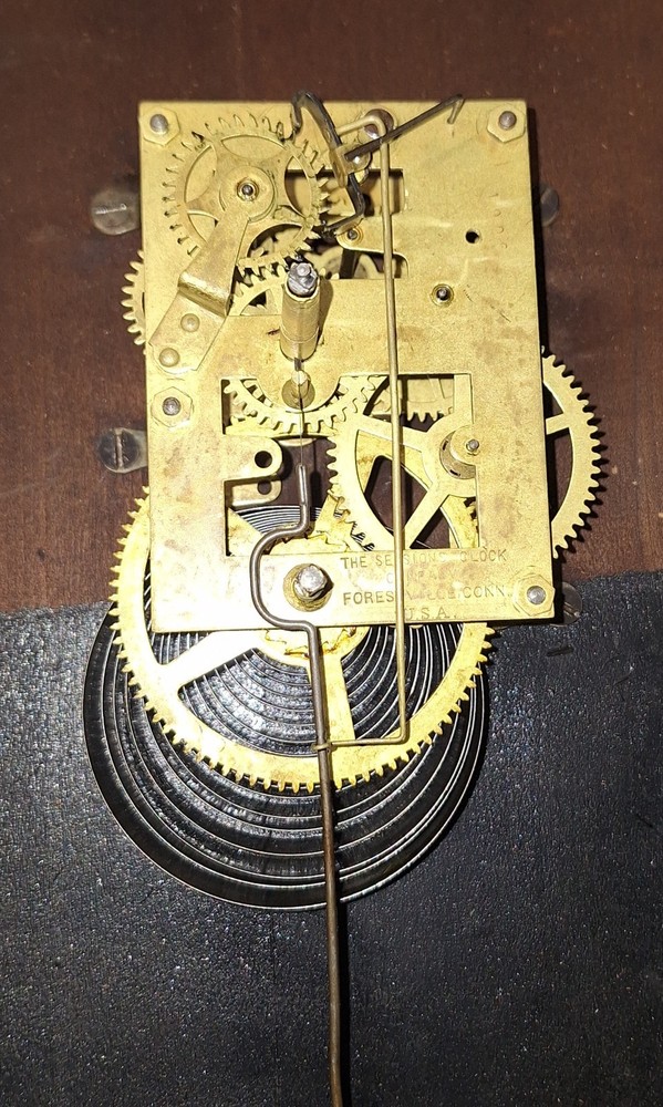 ANTIQUE SESSIONS SHOP REGULATOR "ECLIPSE" WALL CLOCK PENDULUM & KEY WORKING
