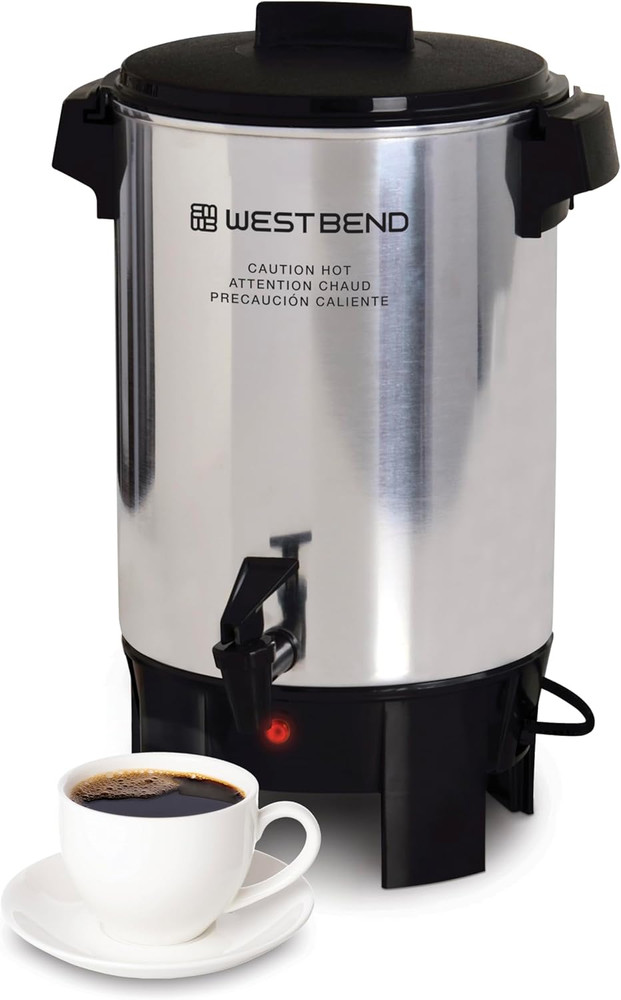 Coffee Urn Highly-Polished Aluminum Features Automatic Temperature Control with