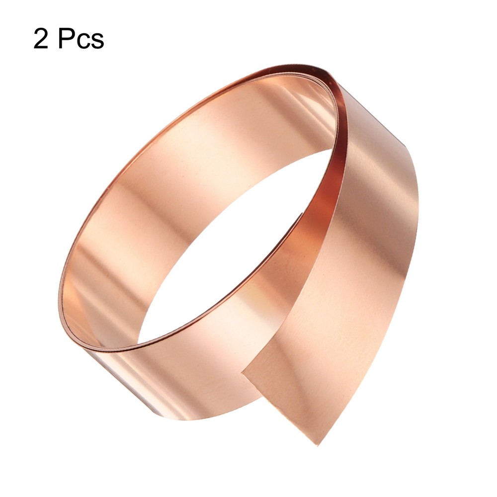 2pcs Copper Sheet Roll 0.4mm Thick Copper Flashing Strip (0.8" Width x 3.28ft)