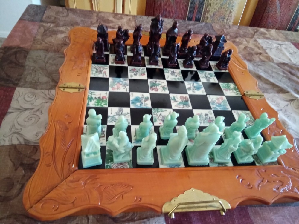 Ornate Asian vintage Chess Set