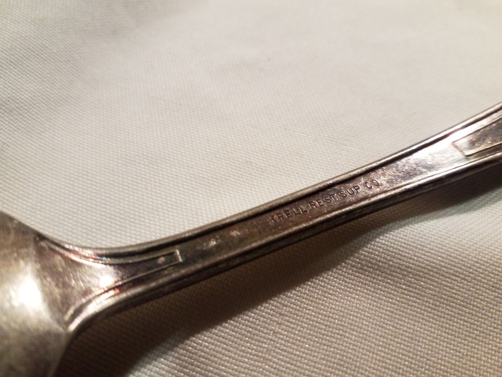 Vintage Krell Rest Sup Co. Silverplate Serving Spoon Monogrammed/ Engraved "LP"