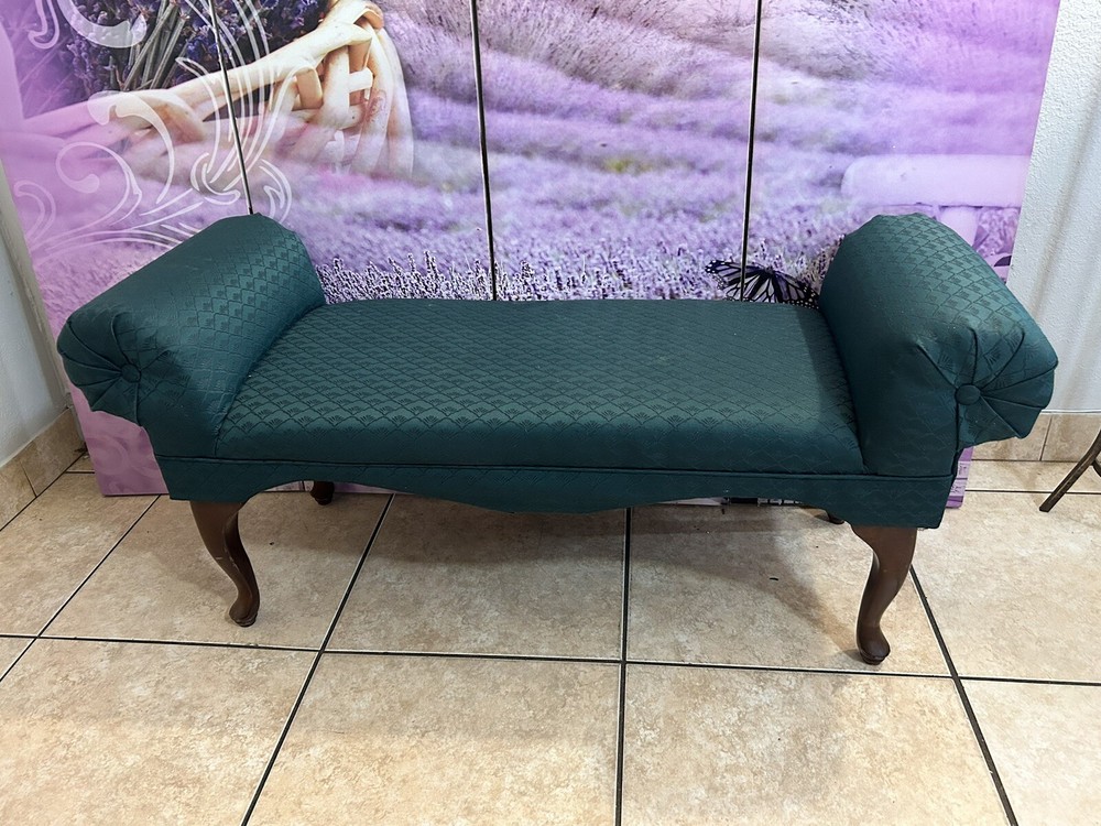 Vintage Mid Century Long Upholstered Long Bench