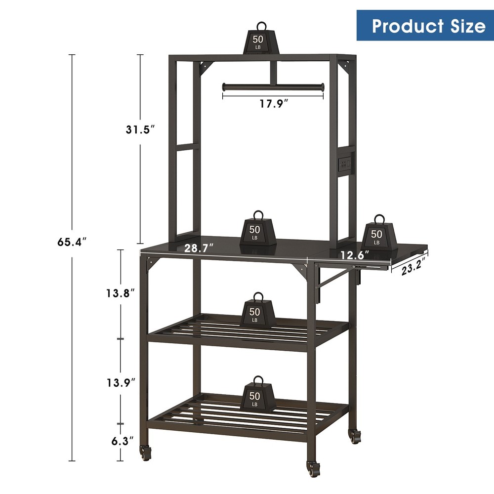 3D Printer Stand with Filament Storage Rack,T-Shaped Spools Holder Rack w/Wheels