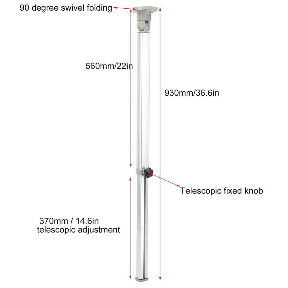 Adjustable Foldable Telescopic Table Leg Height, Rustproof Silver 560-930mm
