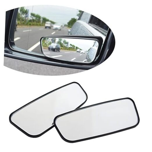 2 PCS Car Rearview Mirror Blind Spot Mirror, 3.7 x 1.4" Curved Rectangular