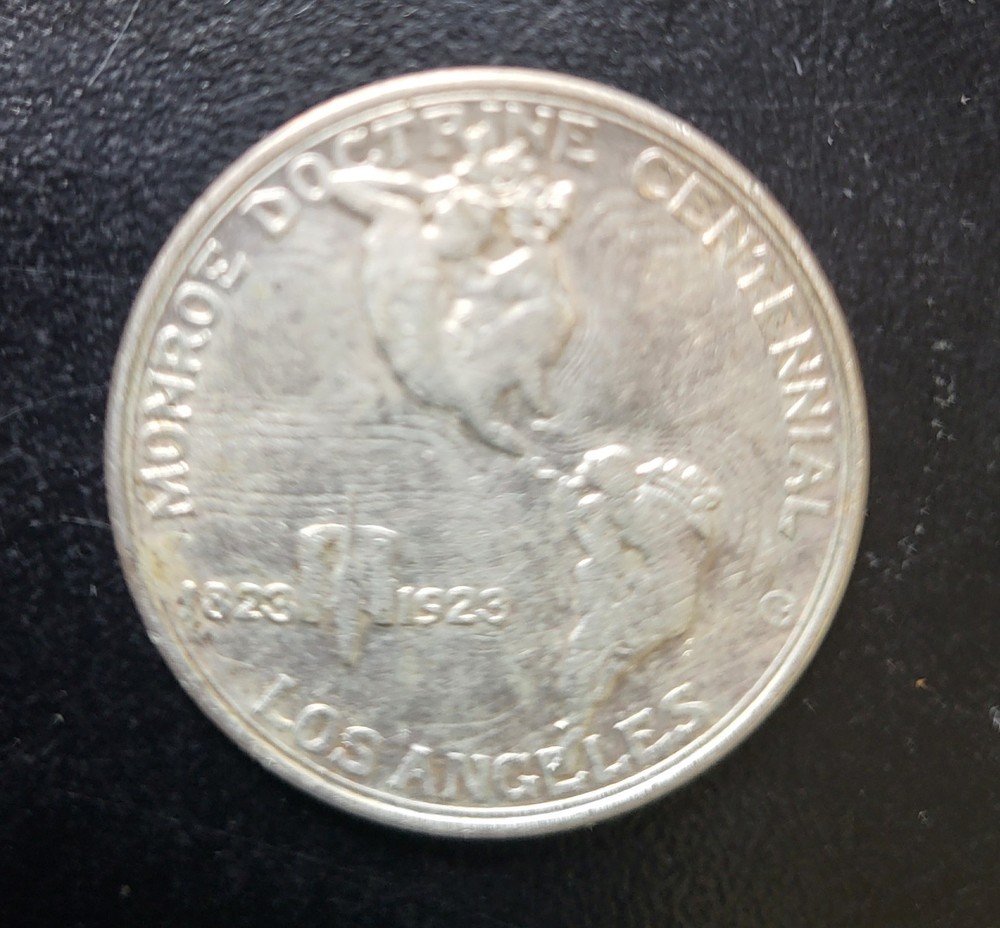1923 S Monroe Doctrine Centennial Commemorative Silver Half Dollar. In Capsule