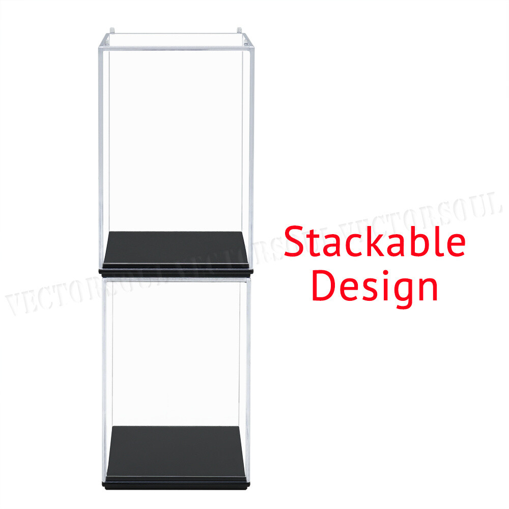 US Clear Acrylic Perspex Display Box Case 3.9" H Plastic Base Protection Figures