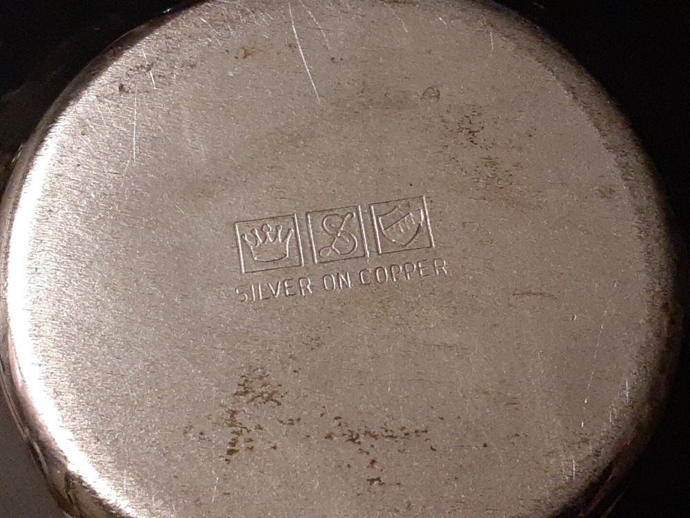 Vintage Sheffield Crown & Shield Marked Silver On Copper Creamer