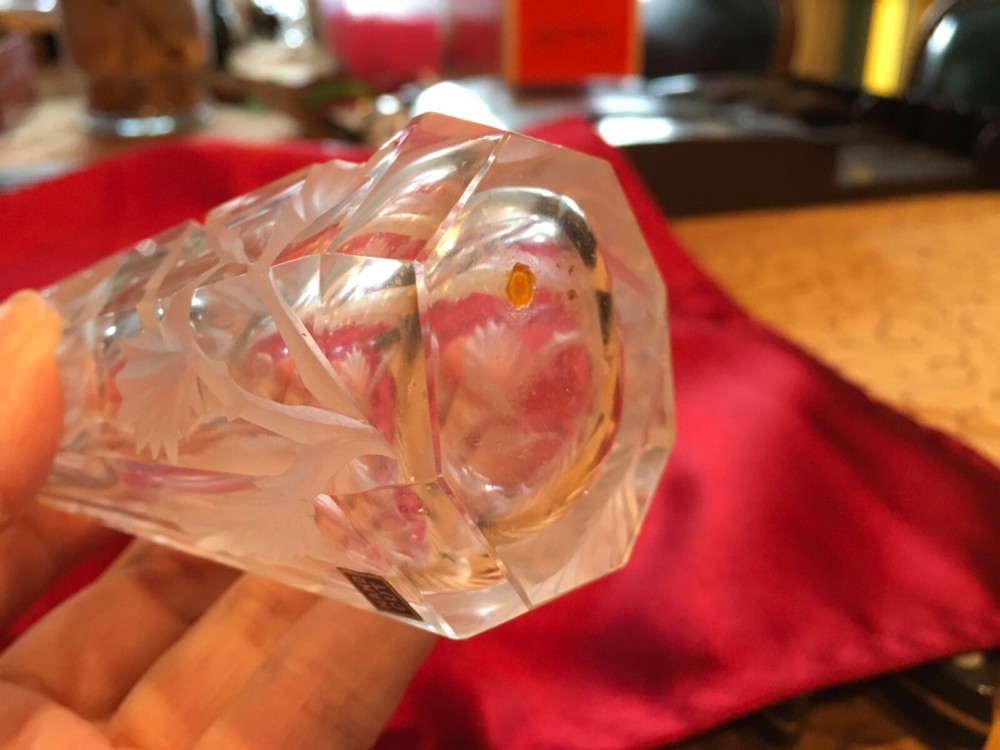 Antique Intaglio Flower Crystal Atomizer Perfume Bottle