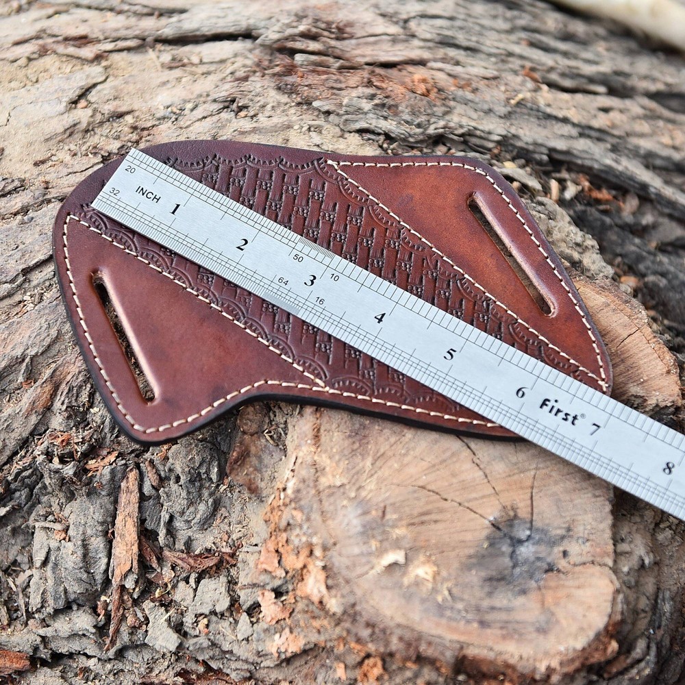 USA Hand Engraved Pancake Leather Sheath Fixed Blade Knife Folding Blade Case