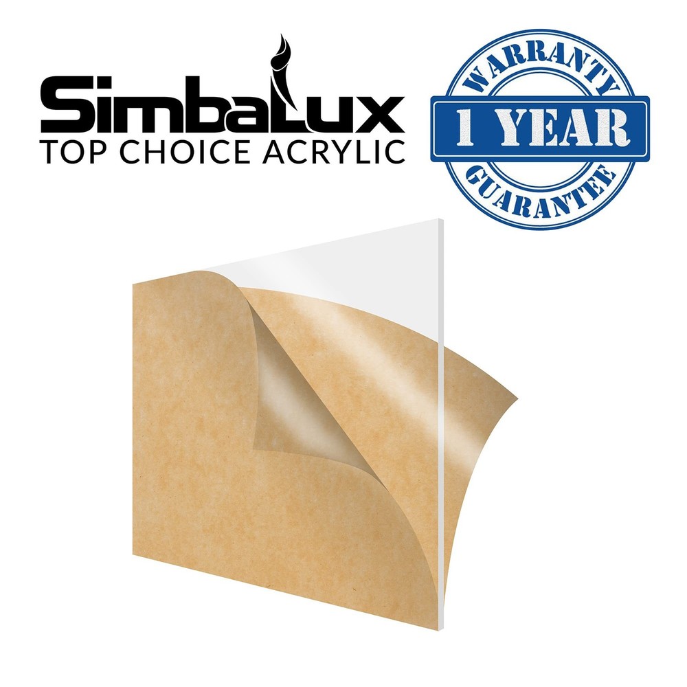 SimbaLux Acrylic Sheet Clear Cast Plexiglass 12” x 12” Square Panel