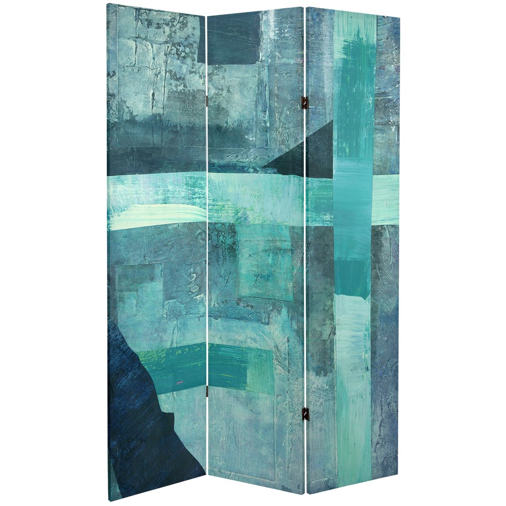6 ft. Tall Double Sided Indigo Shadow Canvas Room Divider