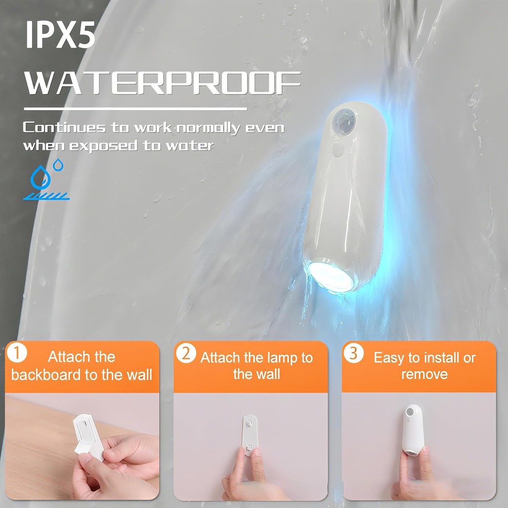 Toilet Night Light Motion Sensor, 8 Color Changing LED Wall Motion Sensor Lig...
