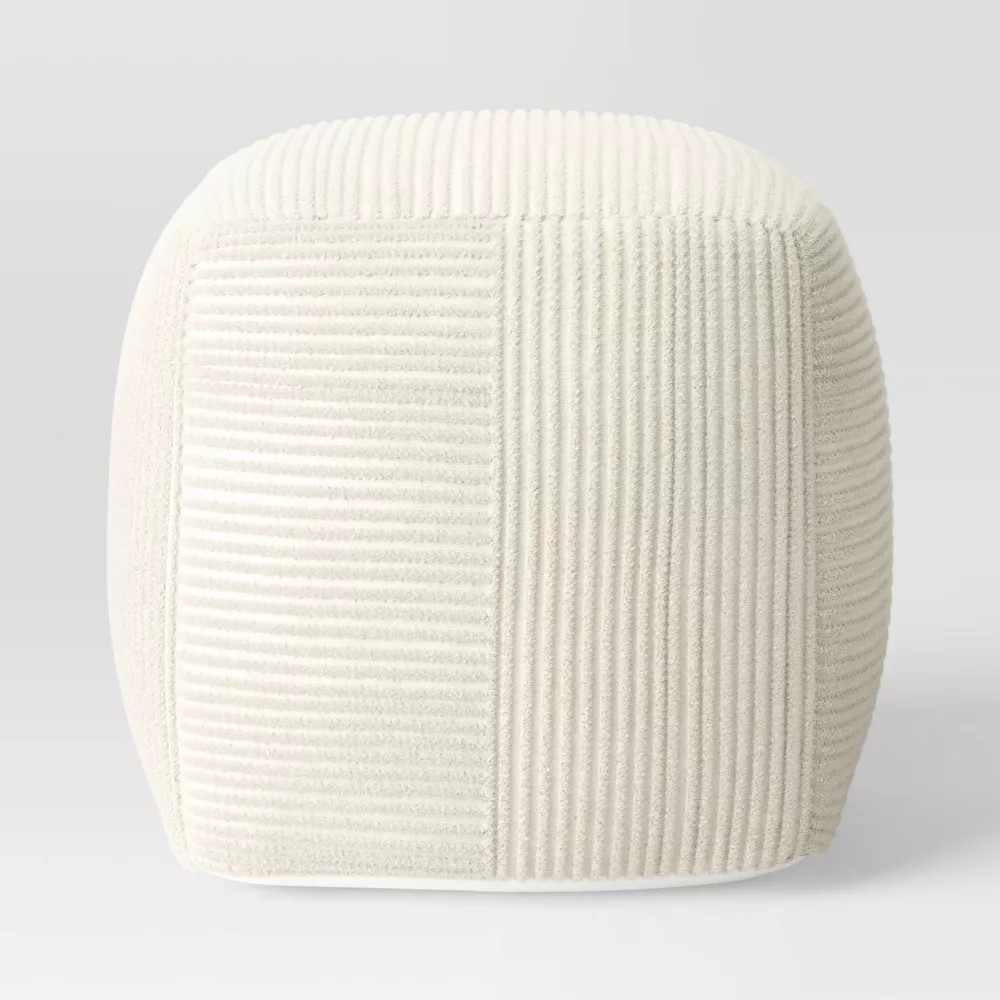 Ribbed Pouf Ottoman Cream - Room Essentials
