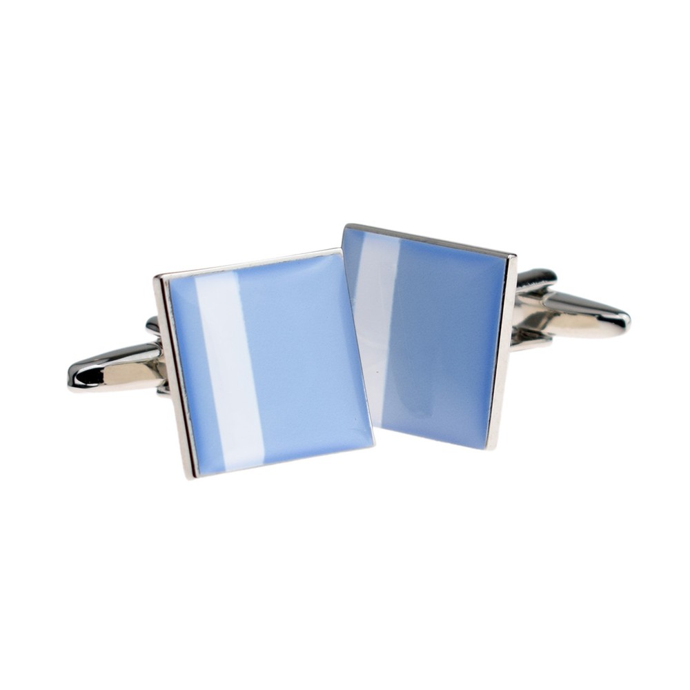 Blue with Off Centre White Stripe Cufflinks X2F067