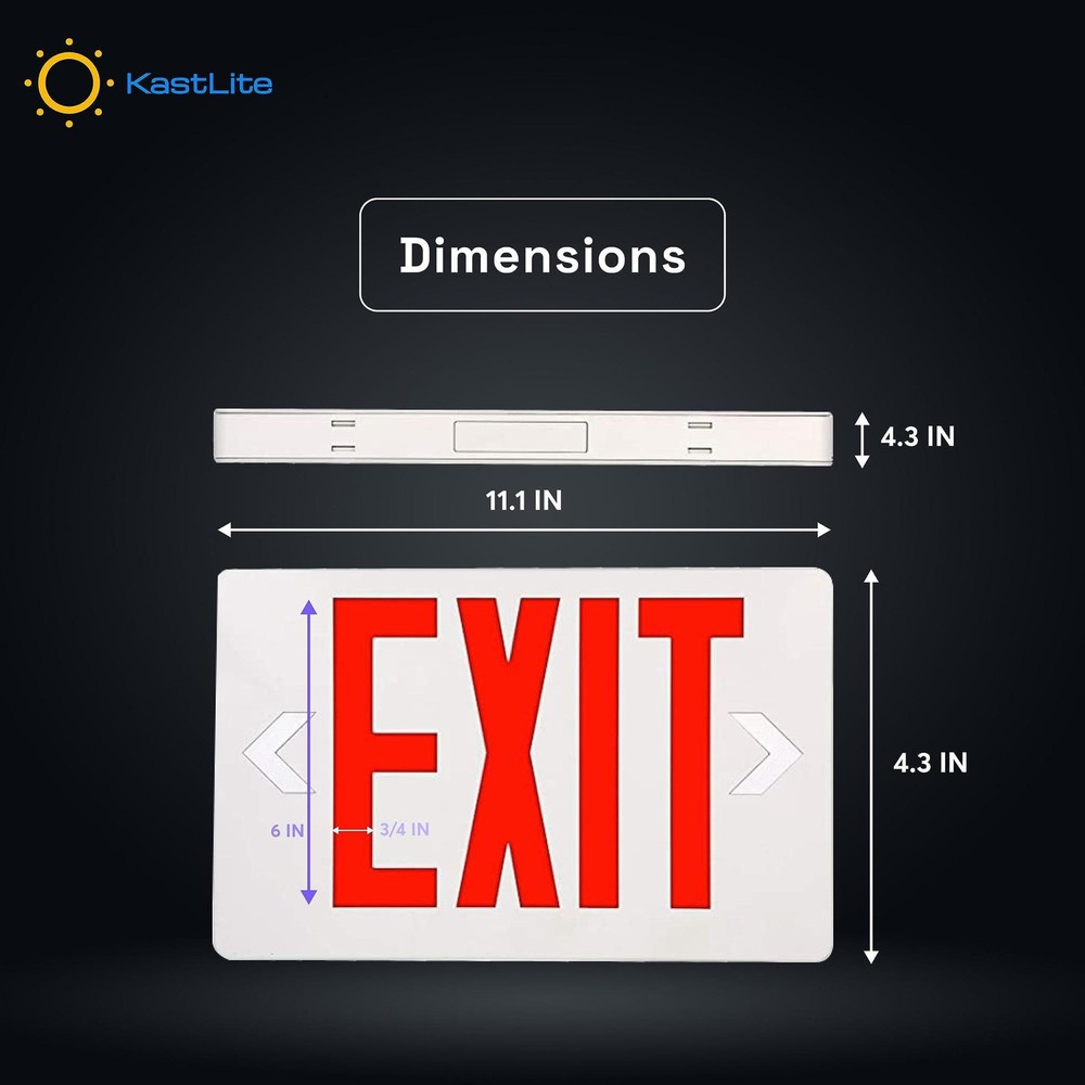 KASTLITE LED Exit Sign | Emergency Exit Sign with 90 Min Battery Backup | Ceilin