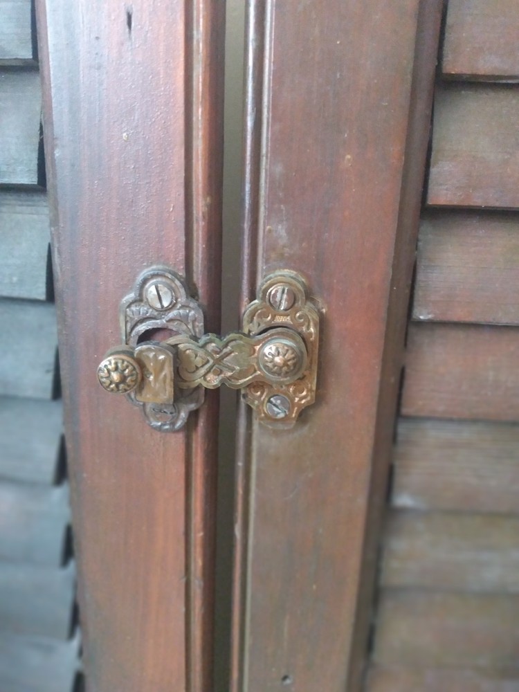 Antique Bi-Fold Solid Wood Victorian Louver Window Shutters Rustic Decor