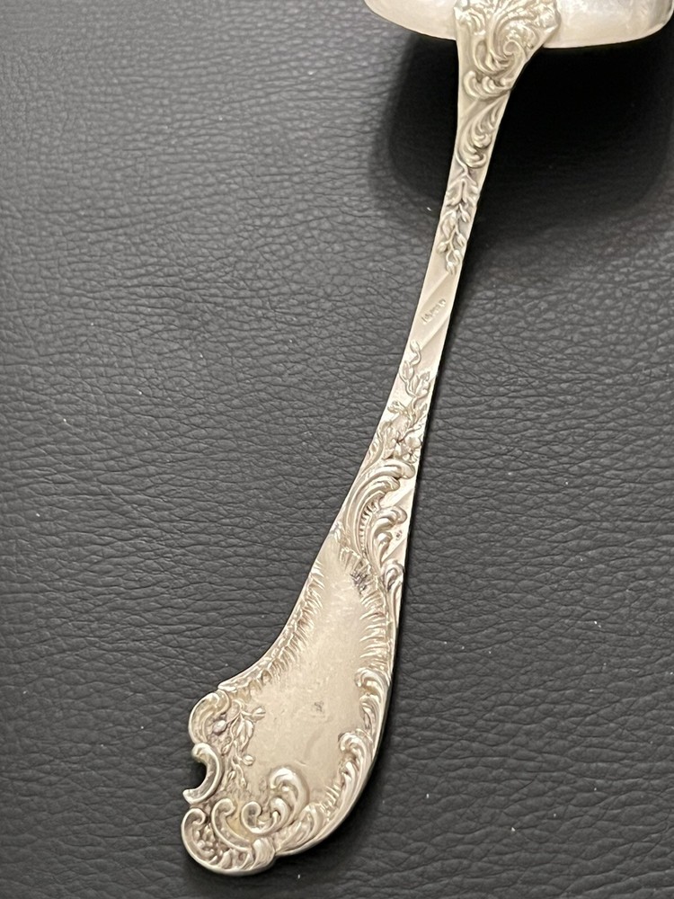 Antique 800 Silver Etched & Raised Design Pie Cake Server Gilt Front Germany 10”