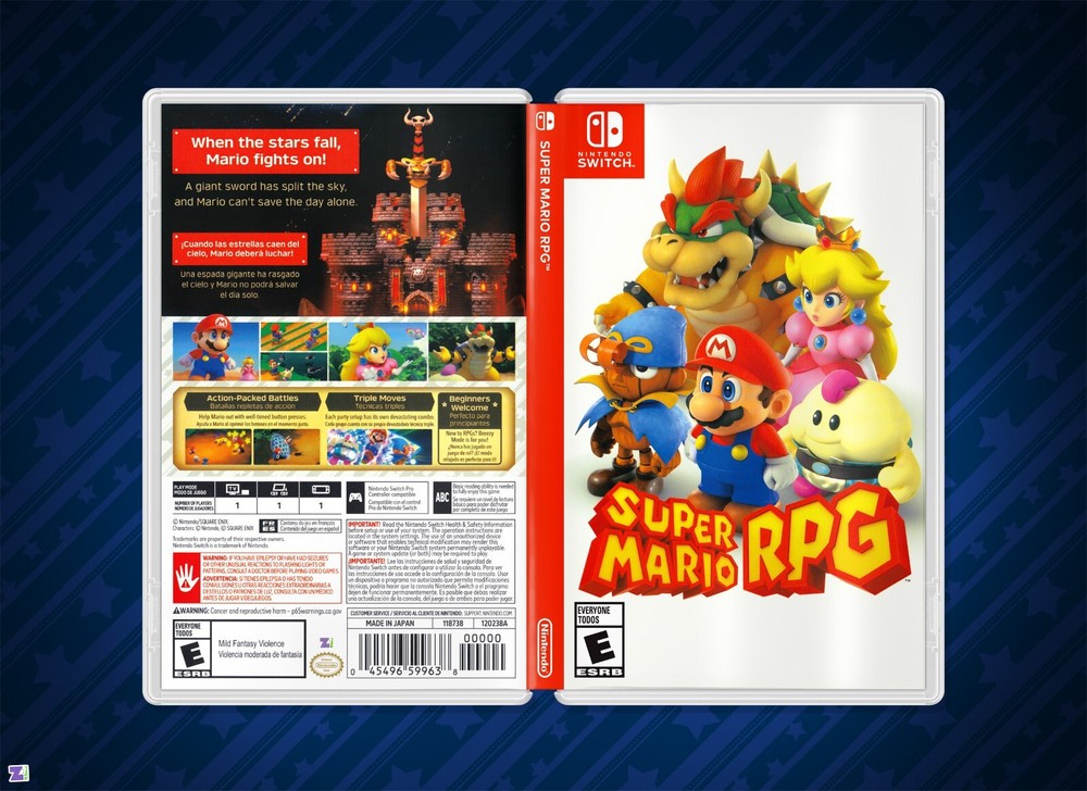 Super Mario RPG COVER ART: Replacement Insert / Case for Nintendo Switch