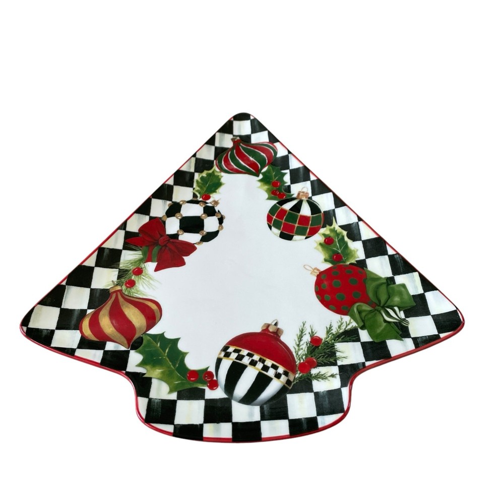 NEW Mackenzie Childs Deck the Halls Tree Serving Platter