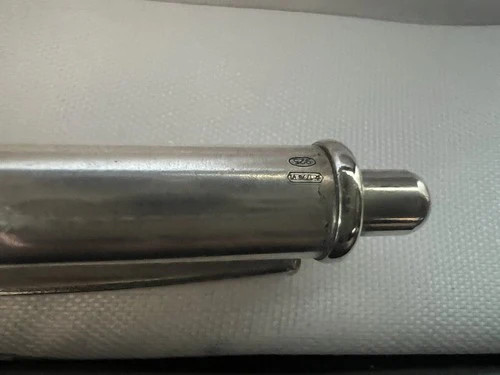 Red Ballpoint Pen Solid 925 Silver Satin Glossy Profiles Click Button 21