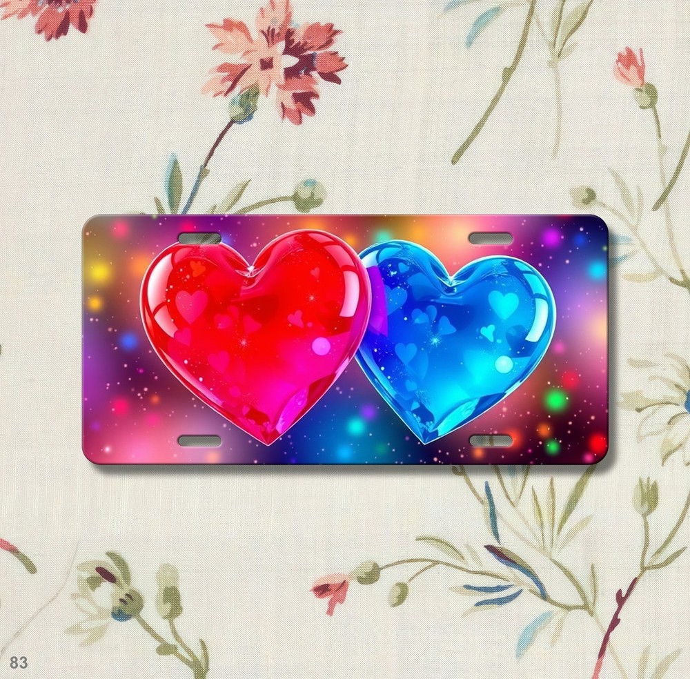 Stylish Hearts License Plate Customizable Front Plate Anniversary Gift