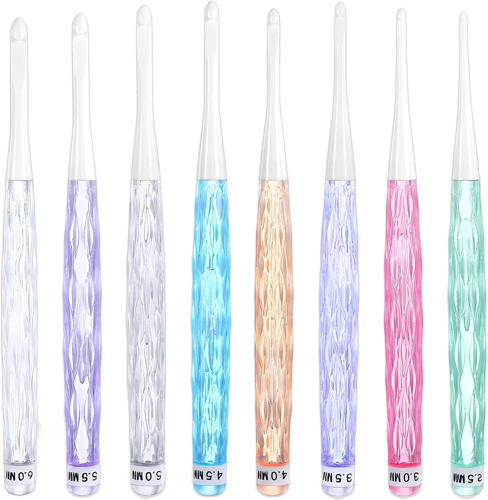 Ergonomic Crochet Hooks Set, 8Pcs Comfortable Practical Crochet Needles Color...