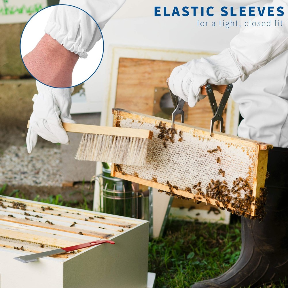 Professional White Large Beekeeping Suit Jacket Pull Over Smock with Veil