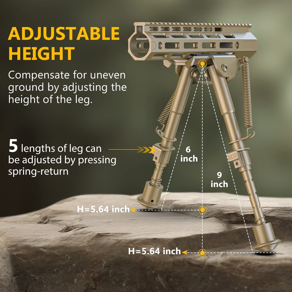 Hunting Rifle Bipod MLOK Directly Attach Mount 6-9" Adjustable For M-Rail System