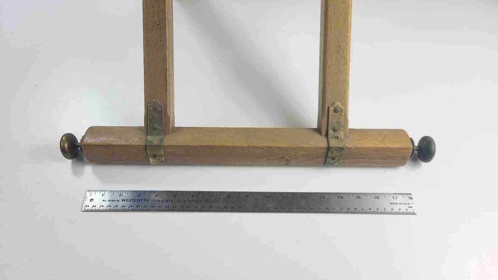 Vintage Oak Leather And Brass Camp / Campaign Folding Stool