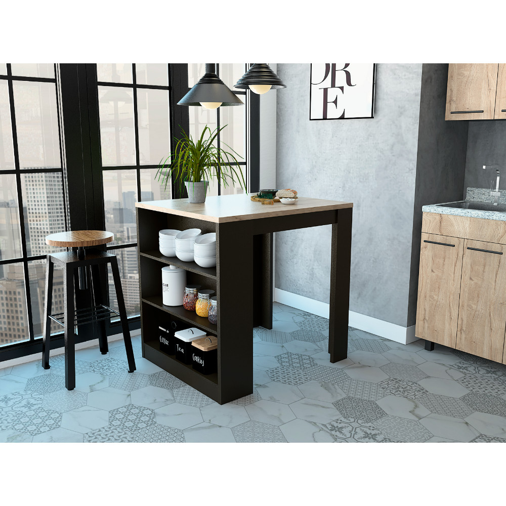3-Drawer Kitchen Island Wenge and Pine