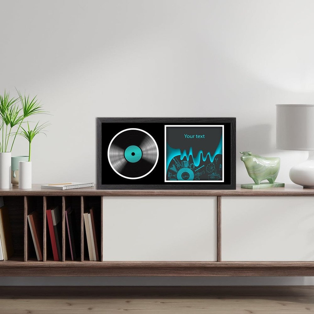 CD Display Frame 13x7 Inch, Shatter-Resistant Solid Wood Case for Signed Disc...