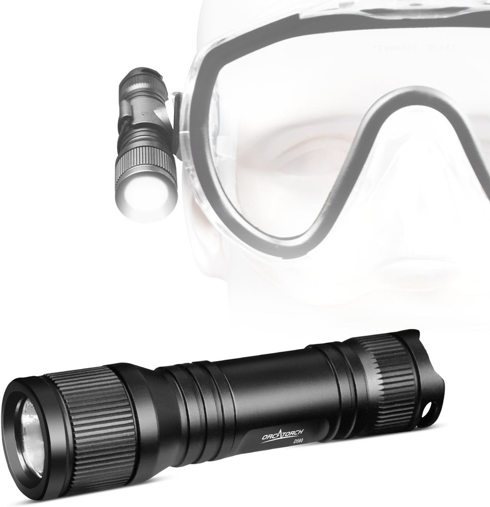 ORCATORCH D560 Mini Scuba Dive Light Headlamp Rotary Switch Underwater Torch ...