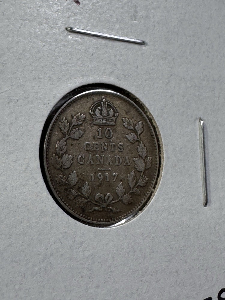 1917 Canada 10 Cents Silver Coin