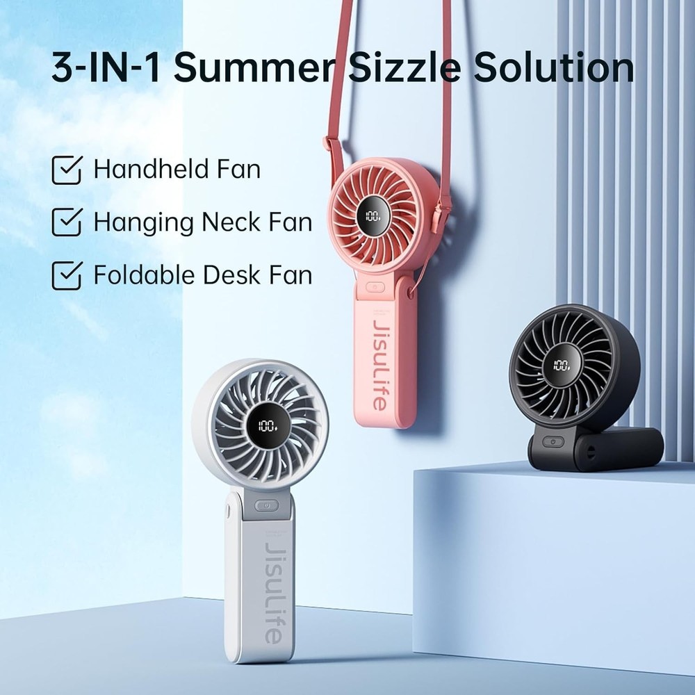 Handheld Fan Life7 – Ultimate Flexibility: High-Power Motor, LED Display, 19....