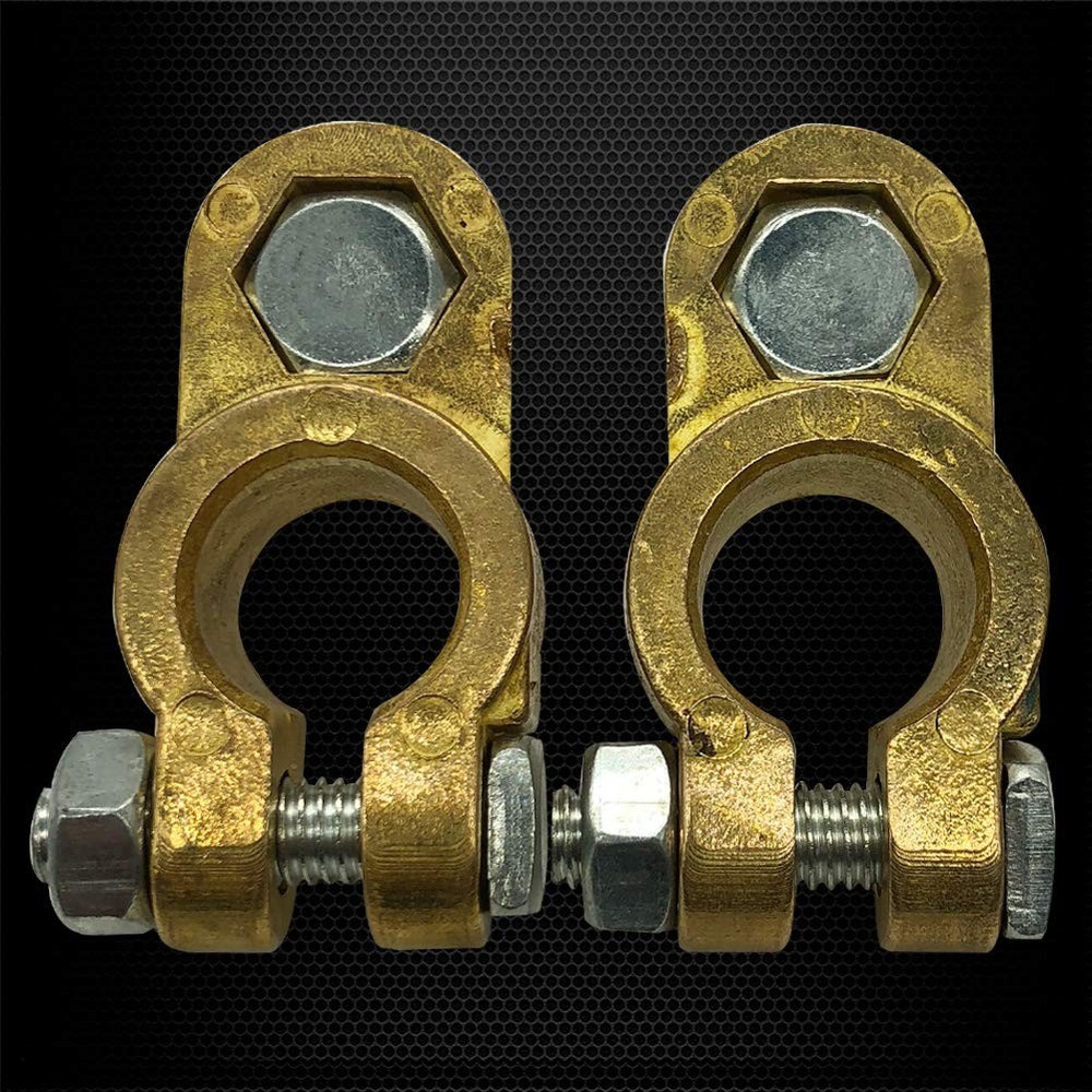 Ampper Brass Battery Terminal Connectors, Top Post Battery Terminals Clamp Set