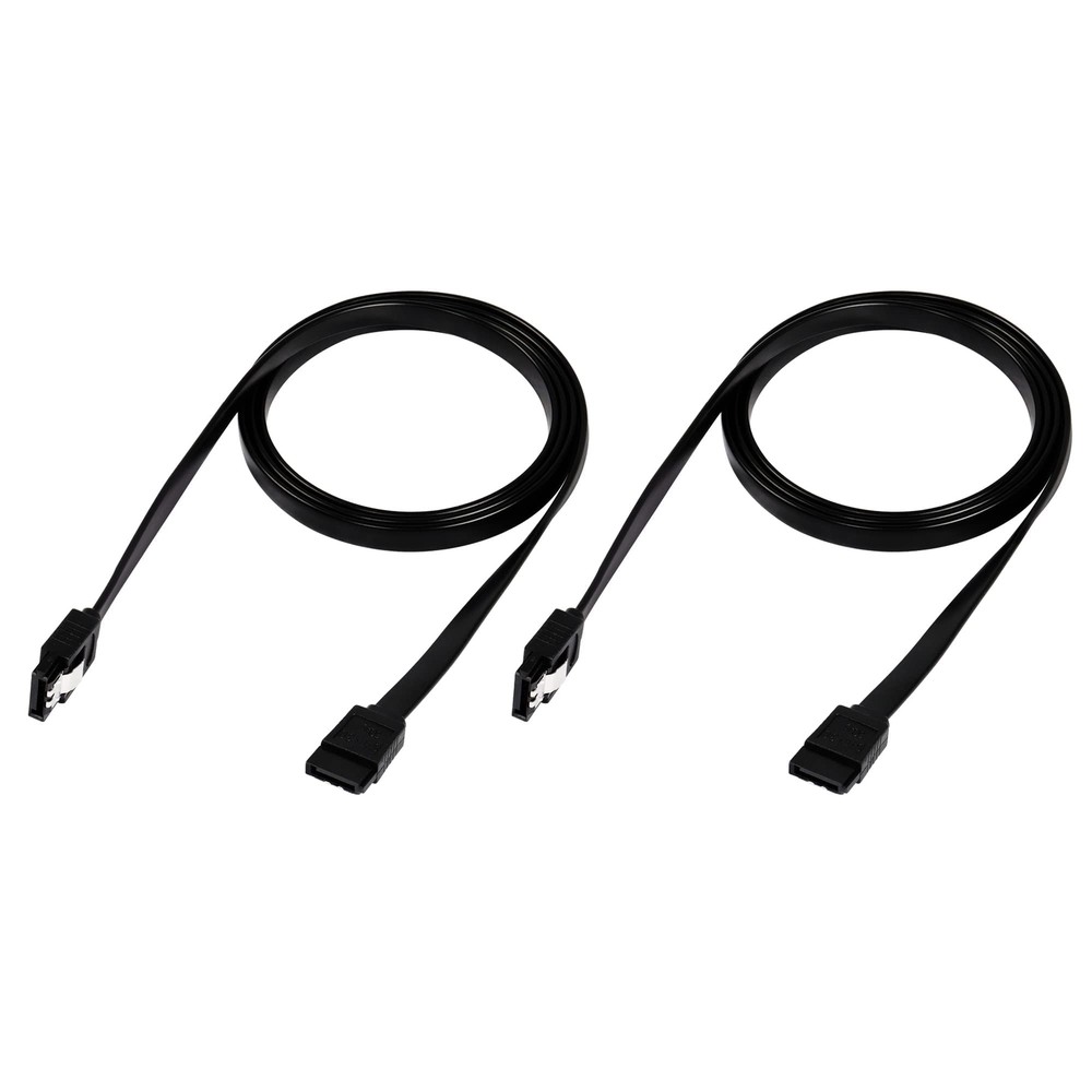 2PCS 39.37" SATA III 6Gbps Cable Flat Angle Locking Latch for HDD SSD Black