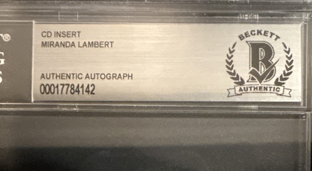 Miranda Lambert SIGNED CD Insert “Postcards From TX”- Beckett BAS Encased Slab